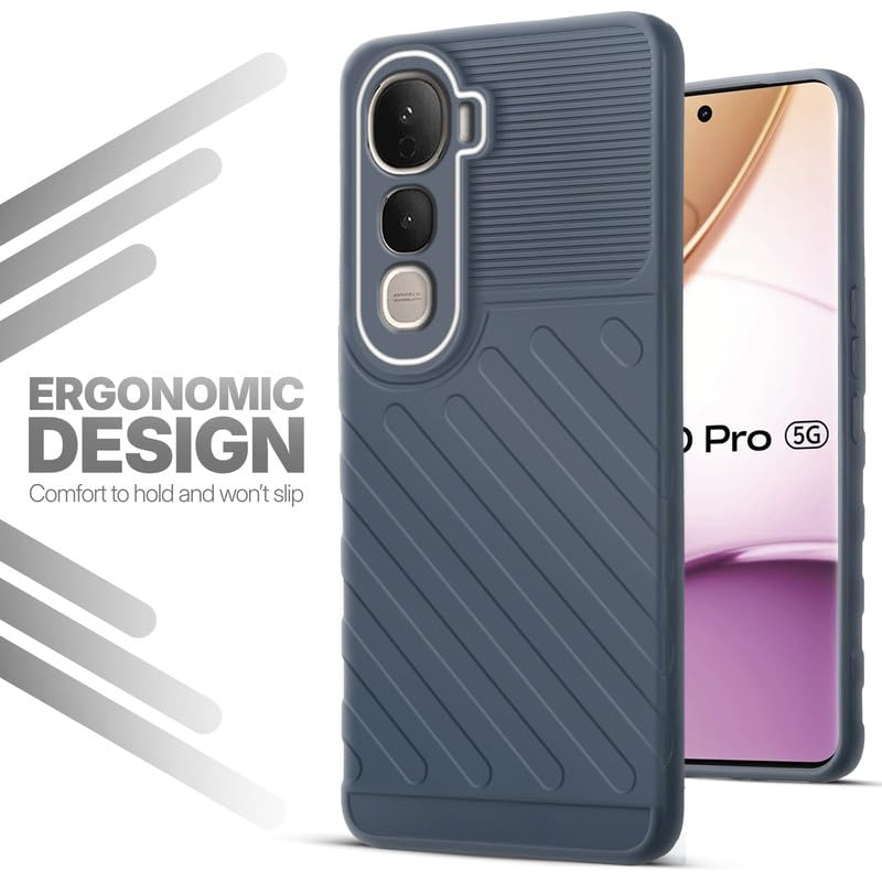 Lightweight and flexible silicone case for Vivo Y400 Pro 5G with raised camera protection – Grey color