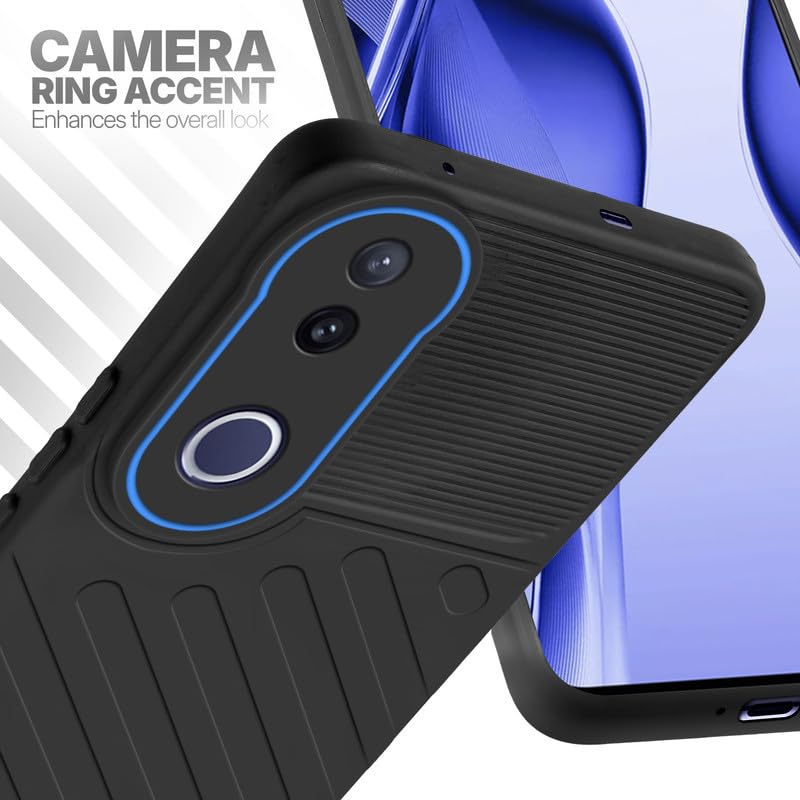 Vivo V50e 5G Black silicone case with raised camera ring for extra lens protection and stylish look