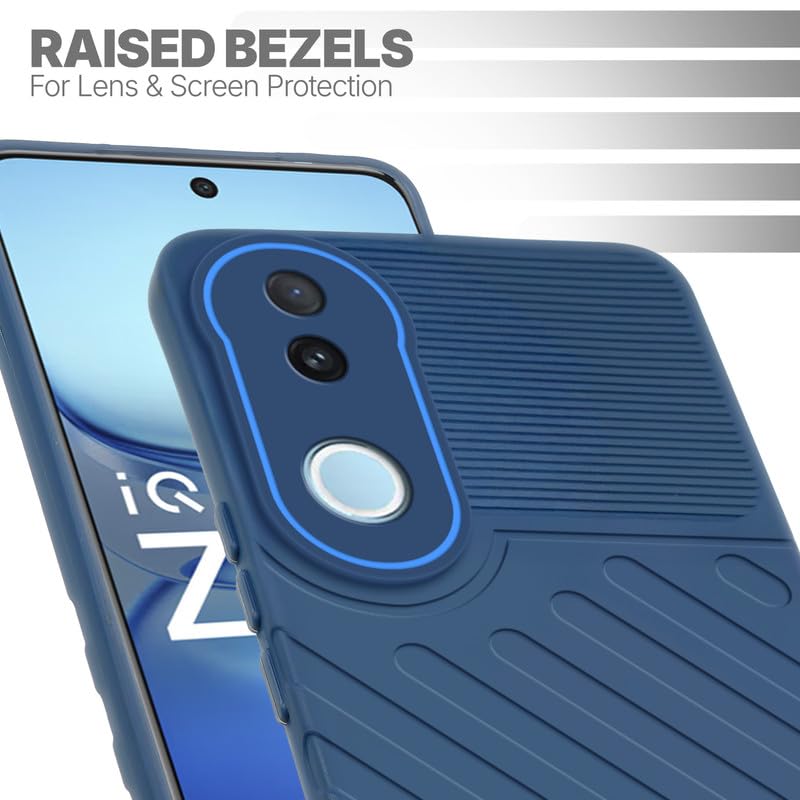 Slim blue silicone back cover for iQOO Z10R 5G with strong drop protection and soft feel