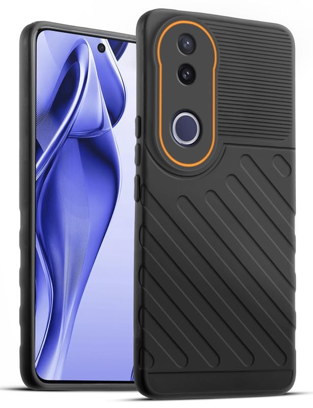 Lightweight and flexible silicone case for Vivo V50e 5G with raised camera protection – Black color