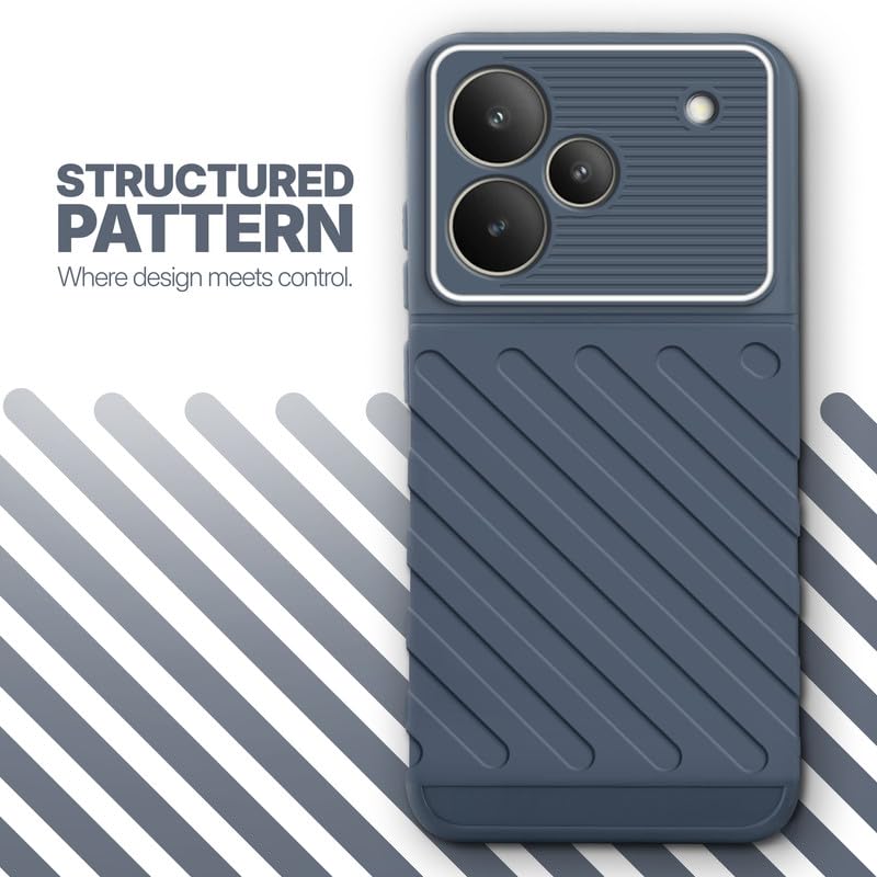 Textured soft silicone back cover for Realme P4 5G, Grey finish with comfortable anti-slip grip