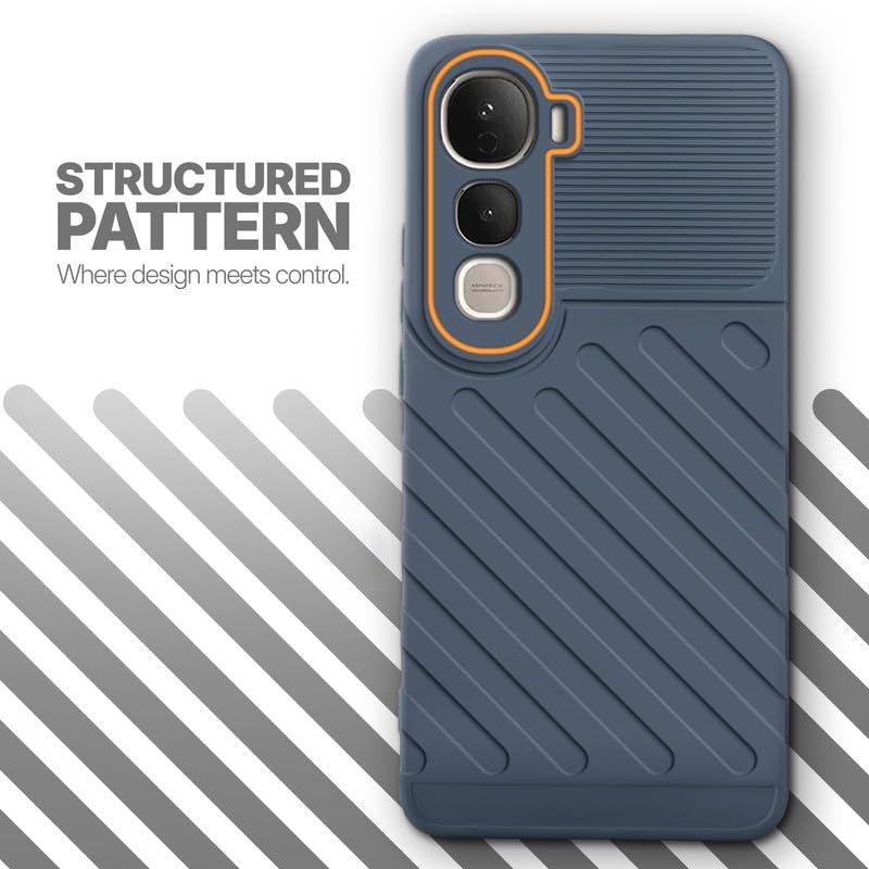 Textured soft silicone back cover for Vivo Y400 Pro 5G, Grey finish with comfortable anti-slip grip