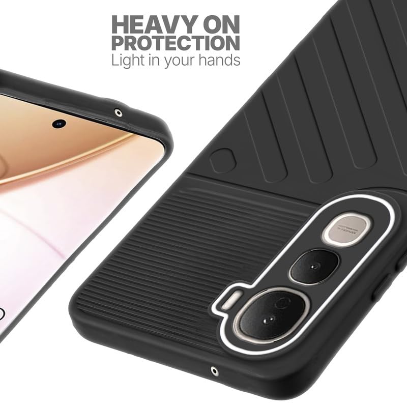 Silicone case for Vivo Y400 Pro 5G with raised edges for screen and camera protection in Black