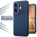 Soft silicone back cover for Vivo V60 5G in blue with anti-slip grip and textured design