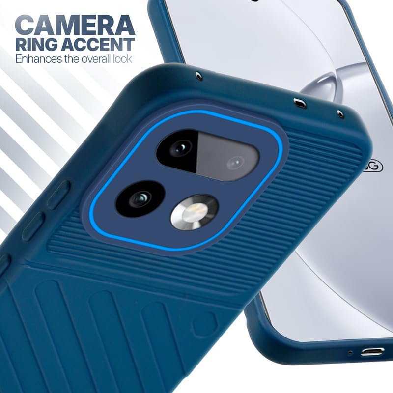Realme 16 Pro Plus 5G blue silicone case with raised camera ring for extra lens protection and stylish look
