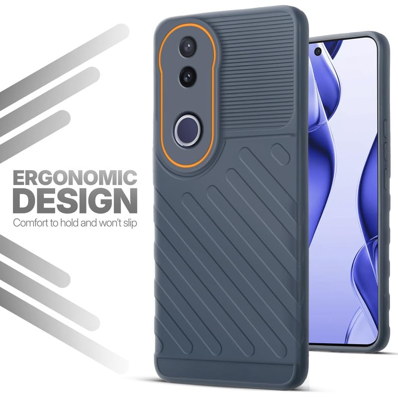 Soft silicone back cover for Vivo V50e 5G in Grey with anti-slip grip and textured design