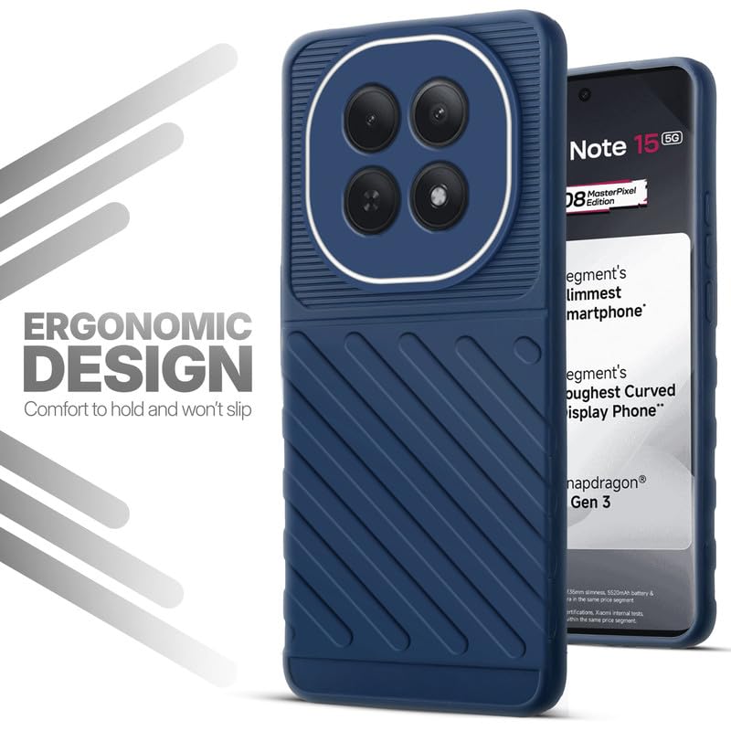 Soft silicone back cover for Redmi Note 15 5G in blue with anti-slip grip and textured design