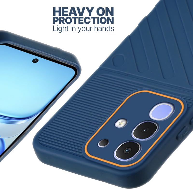 Silicone case for iQOO Z10x 5G with raised edges for screen and camera protection in blue