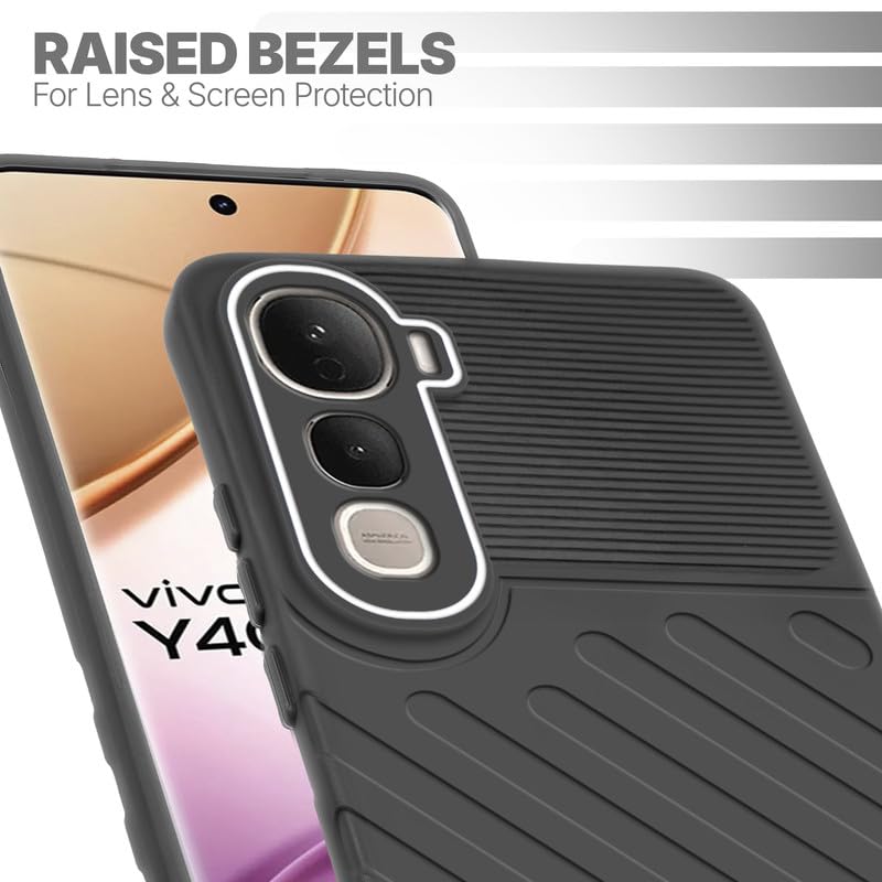 Slim Black silicone back cover for Vivo Y400 Pro 5G with strong drop protection and soft feel