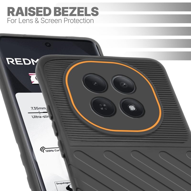 Slim Black silicone back cover for Redmi Note 15 5G with strong drop protection and soft feel