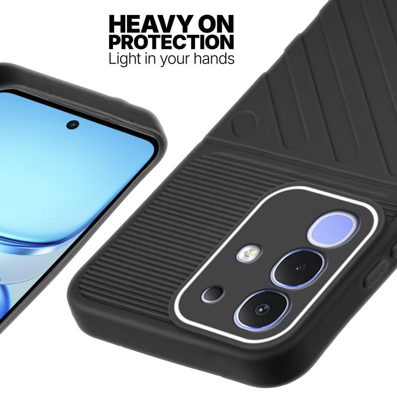 Silicone case for iQOO Z10x 5G with raised edges for screen and camera protection in Black