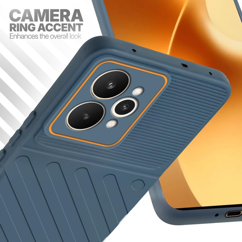 Realme 15 5G Grey silicone case with raised camera ring for extra lens protection and stylish look