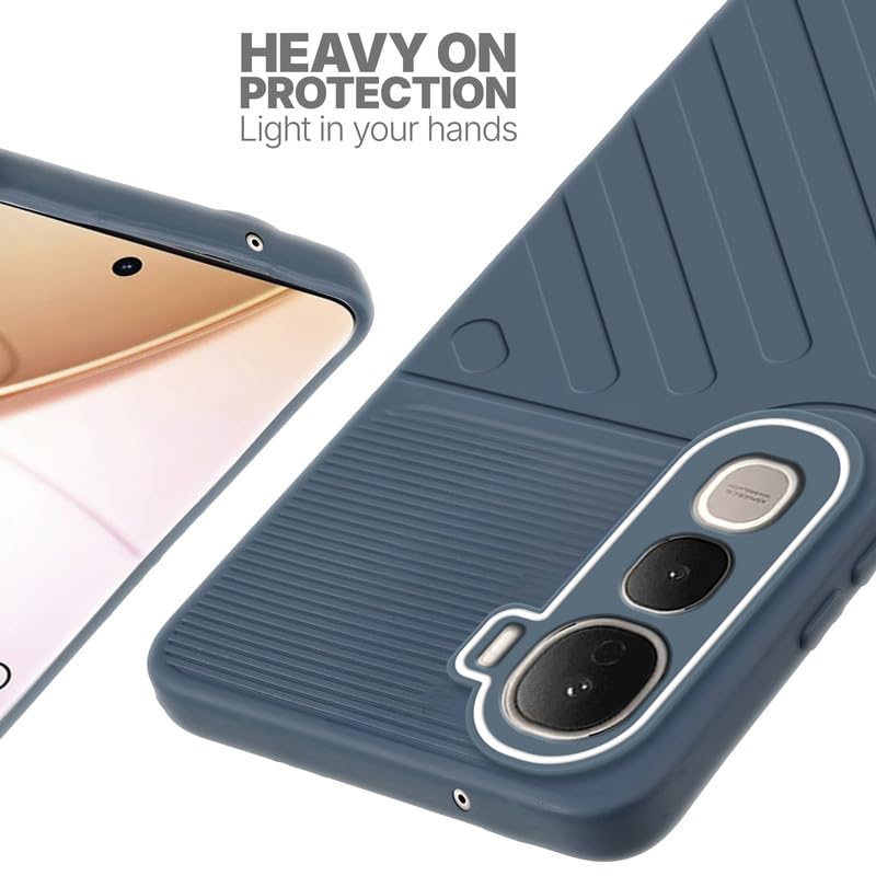 Silicone case for Vivo Y400 Pro 5G with raised edges for screen and camera protection in Grey