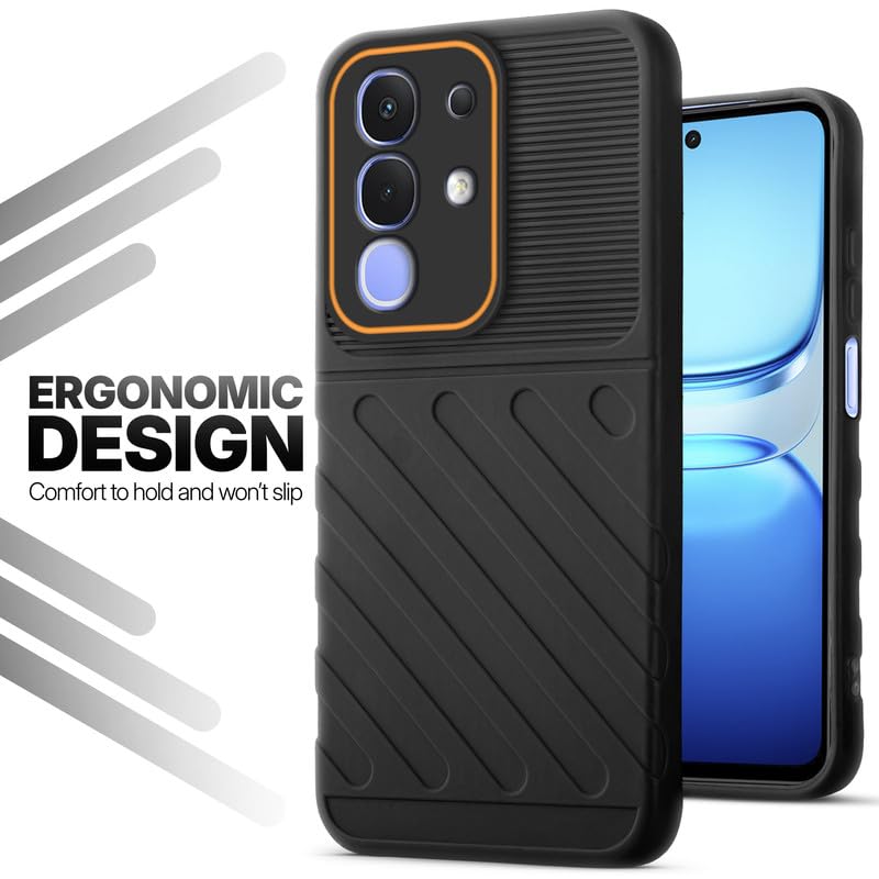 Soft silicone back cover for iQOO Z10x 5G in Black with anti-slip grip and textured design