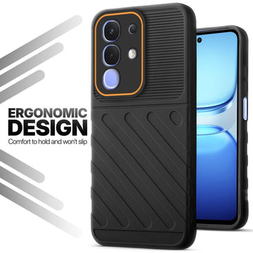 Soft silicone back cover for iQOO Z10x 5G in Black with anti-slip grip and textured design