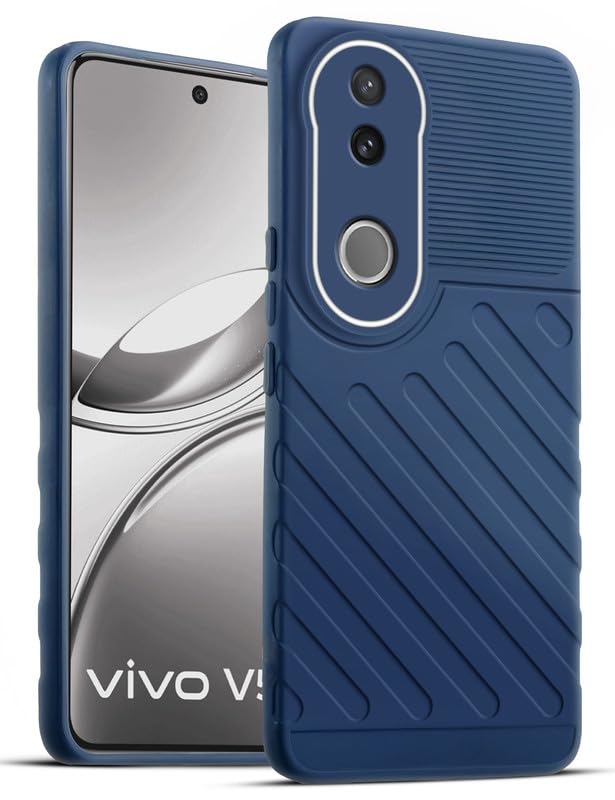 Lightweight and flexible silicone case for Vivo V50 5G with raised camera protection – blue color
