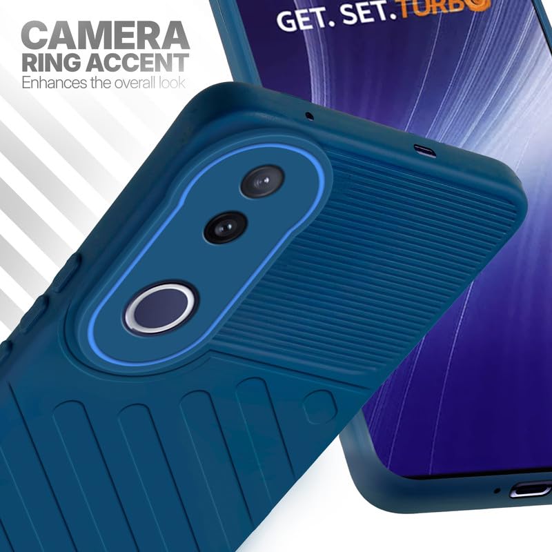 Vivo T4R 5G blue silicone case with raised camera ring for extra lens protection and stylish look