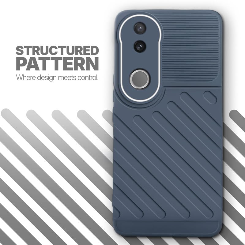 Textured soft silicone back cover for Vivo V50 5G, Grey finish with comfortable anti-slip grip