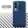Textured soft silicone back cover for Vivo Y400 Pro 5G, blue finish with comfortable anti-slip grip