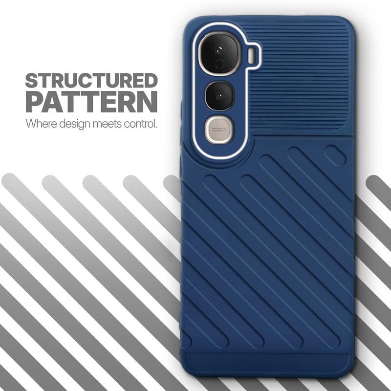 Textured soft silicone back cover for Vivo Y400 Pro 5G, blue finish with comfortable anti-slip grip
