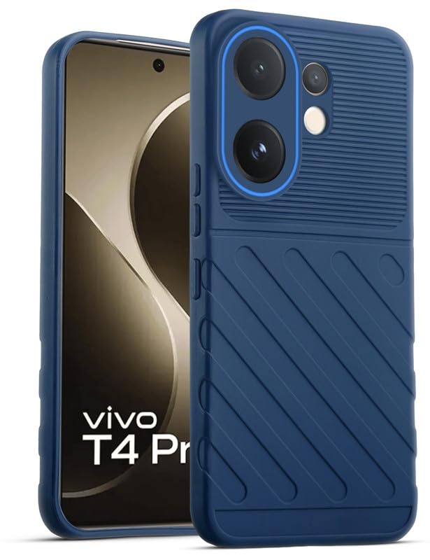 Lightweight and flexible silicone case for Vivo T4 Pro 5G with raised camera protection – blue color