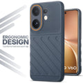 Soft silicone back cover for Vivo V60 5G in Grey with anti-slip grip and textured design