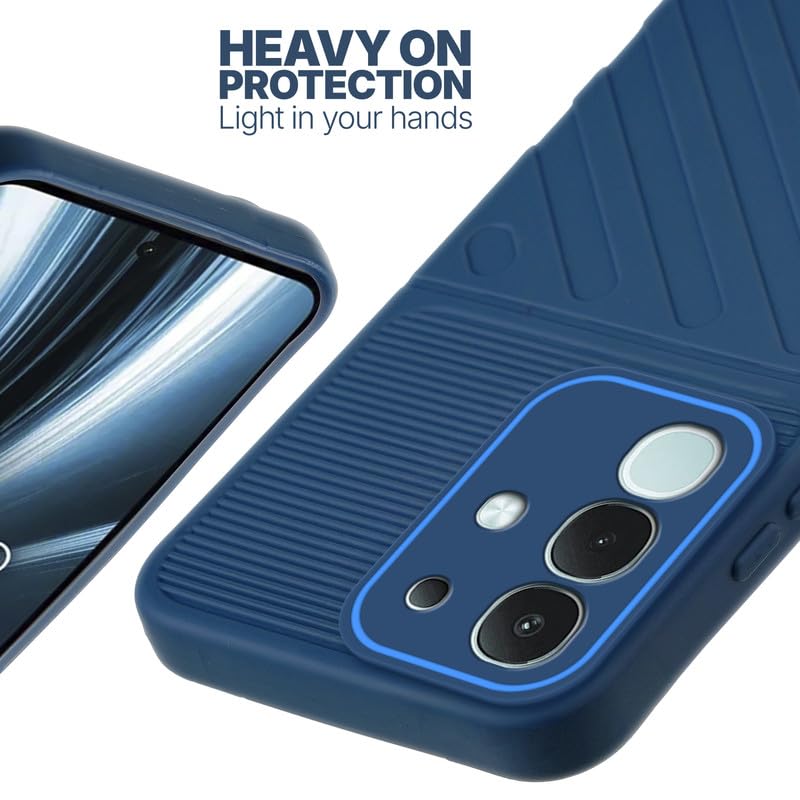 Silicone case for Vivo T4x 5G with raised edges for screen and camera protection in blue
