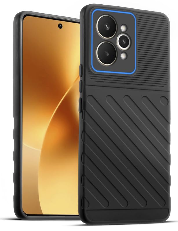 Lightweight and flexible silicone case for Realme 15 5G with raised camera protection – Black color