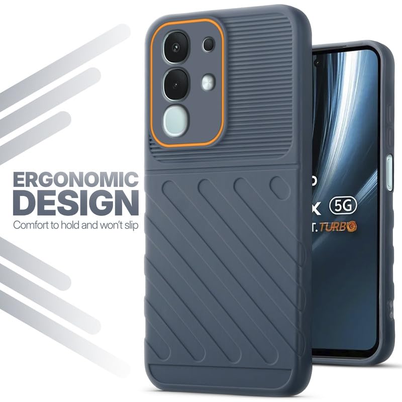 Soft silicone back cover for Vivo T4x 5G in Grey with anti-slip grip and textured design