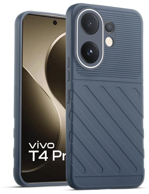 Lightweight and flexible silicone case for Vivo T4 Pro 5G with raised camera protection – Grey color