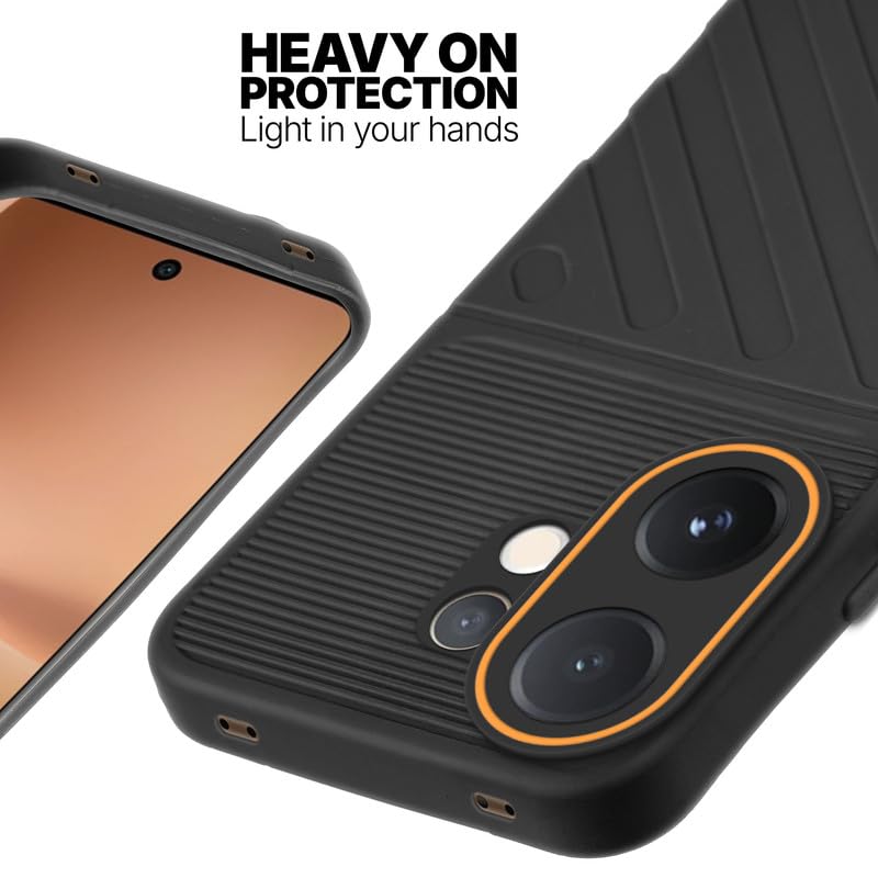 Silicone case for Vivo V60 5G with raised edges for screen and camera protection in Black