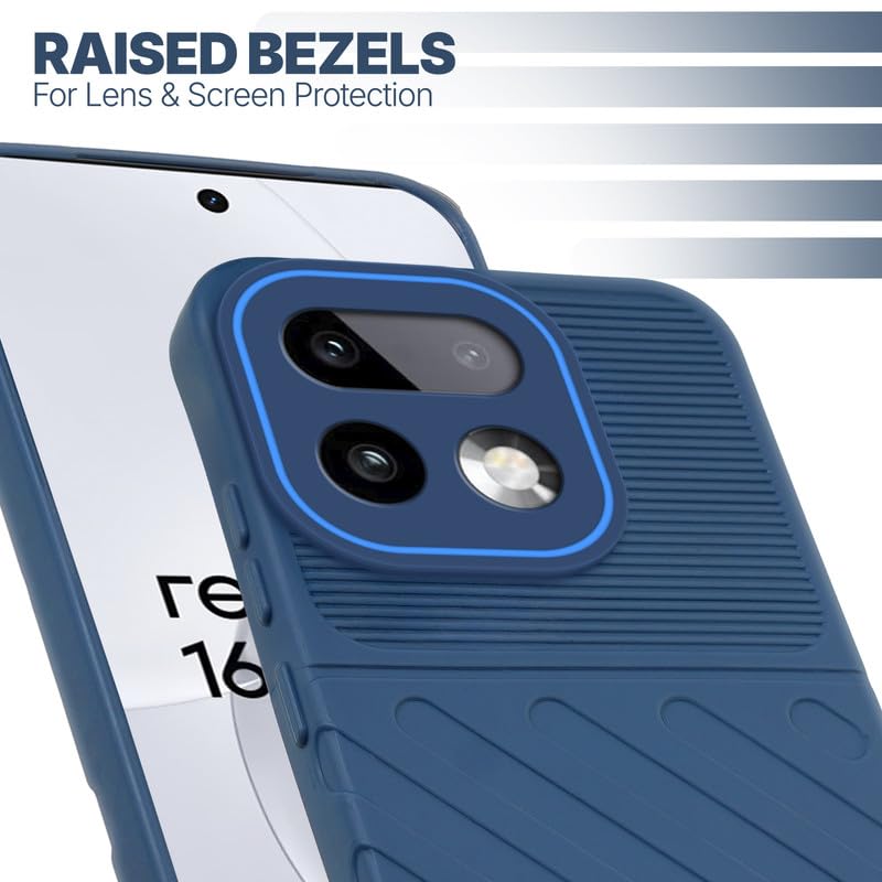 Slim blue silicone back cover for Realme 16 Pro Plus 5G with strong drop protection and soft feel