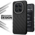 Soft silicone back cover for Redmi Note 15 Pro 5G in Black with anti-slip grip and textured design