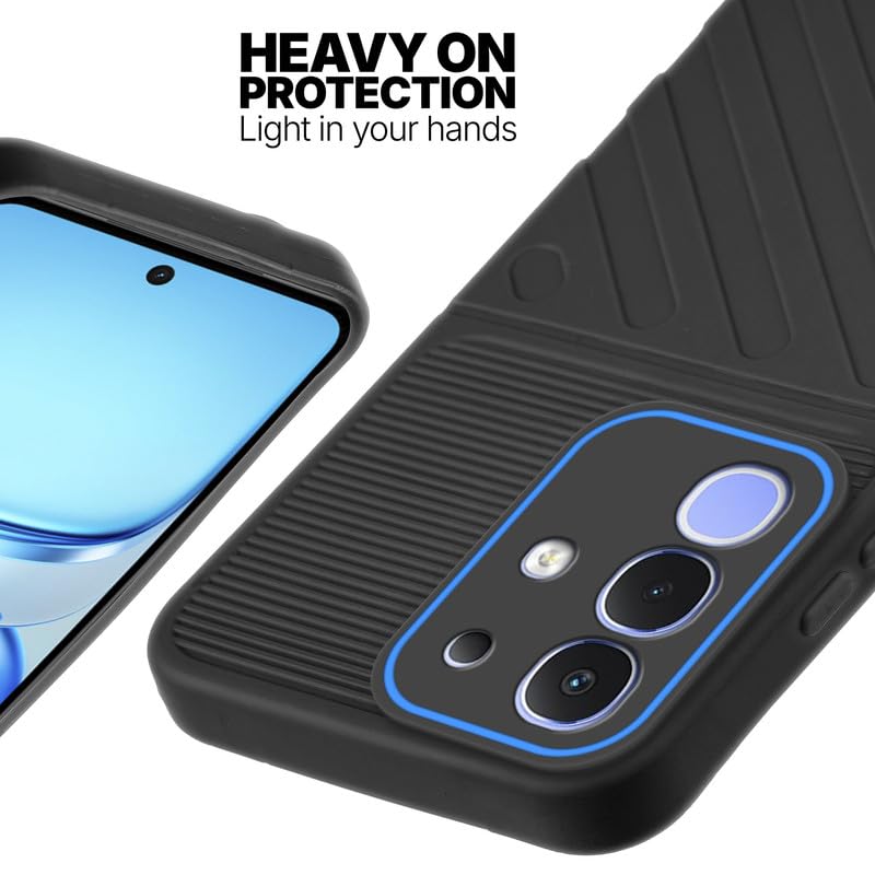 Silicone case for iQOO Z10x 5G with raised edges for screen and camera protection in Black