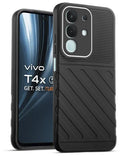 Lightweight and flexible silicone case for Vivo T4x 5G with raised camera protection – Black color
