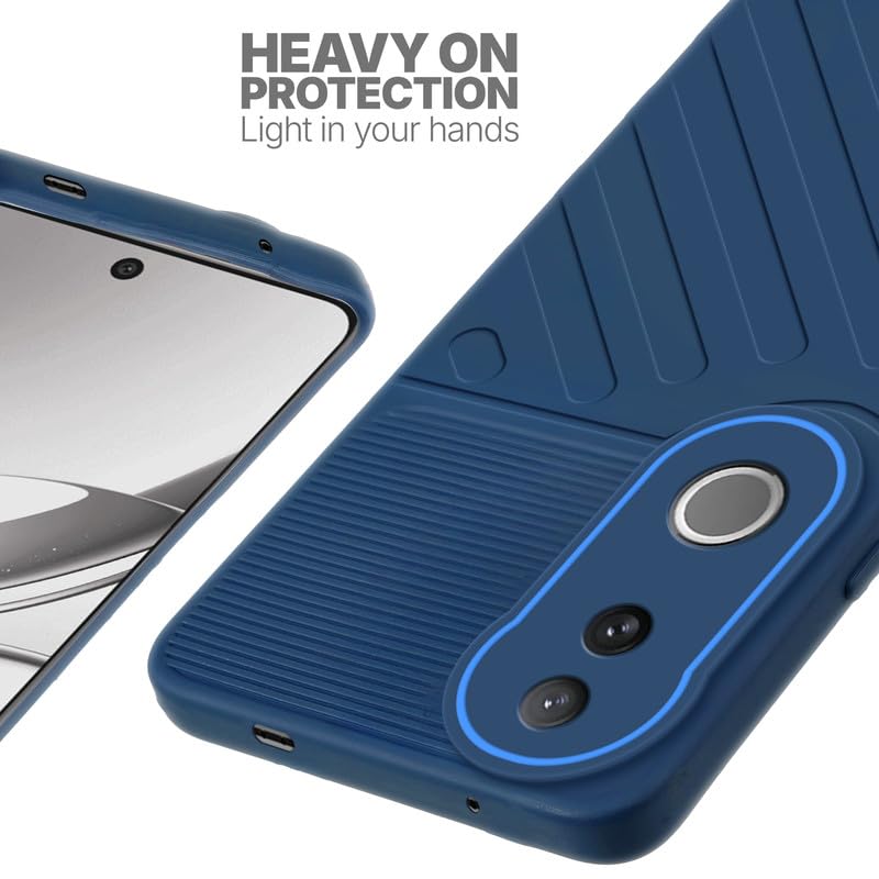 Silicone case for Vivo V50 5G with raised edges for screen and camera protection in blue