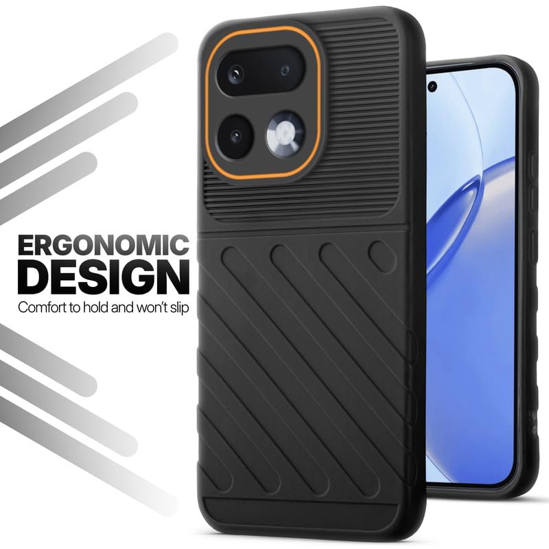 Soft silicone back cover for Realme 16 Pro 5G in Black with anti-slip grip and textured design