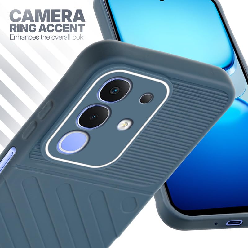 iQOO Z10x 5G Grey silicone case with raised camera ring for extra lens protection and stylish look