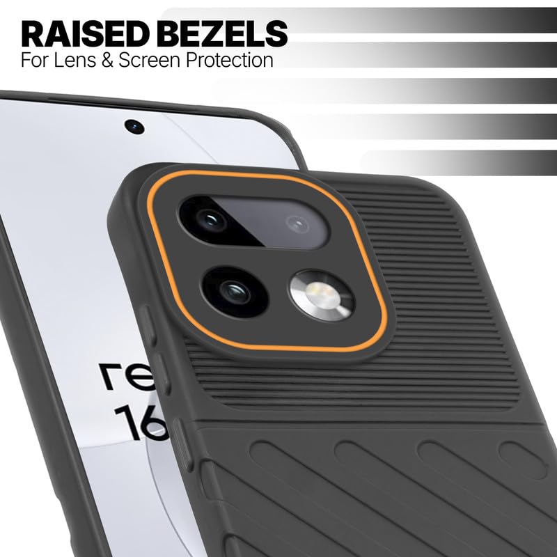 Slim Black silicone back cover for Realme 16 Pro Plus 5G with strong drop protection and soft feel