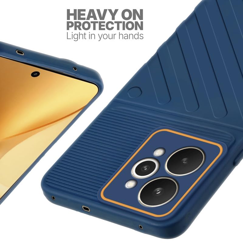Silicone case for Realme 15 5G with raised edges for screen and camera protection in blue