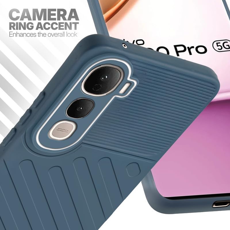 Vivo Y400 Pro 5G Grey silicone case with raised camera ring for extra lens protection and stylish look