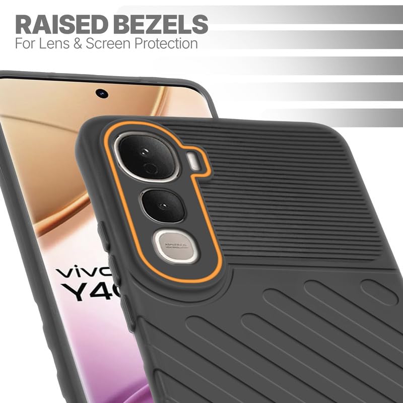 Slim Black silicone back cover for Vivo Y400 Pro 5G with strong drop protection and soft feel