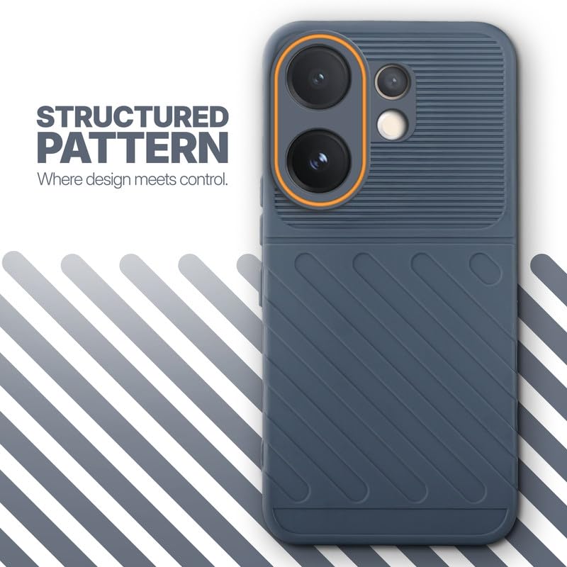 Textured soft silicone back cover for Vivo T4 Pro 5G, Grey finish with comfortable anti-slip grip