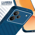 Realme P4 5G blue silicone case with raised camera ring for extra lens protection and stylish look
