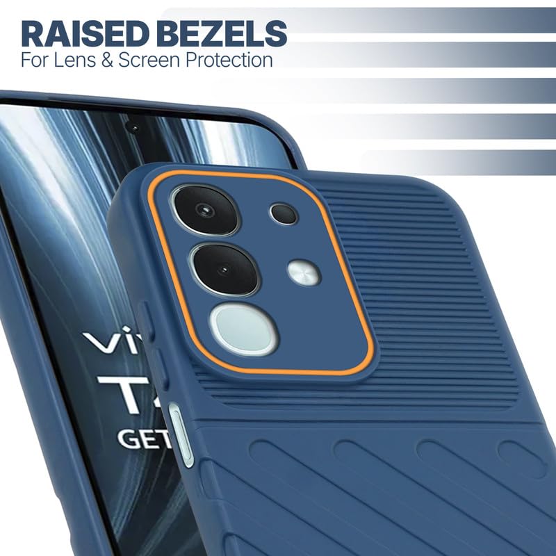 Slim blue silicone back cover for Vivo T4x 5G with strong drop protection and soft feel