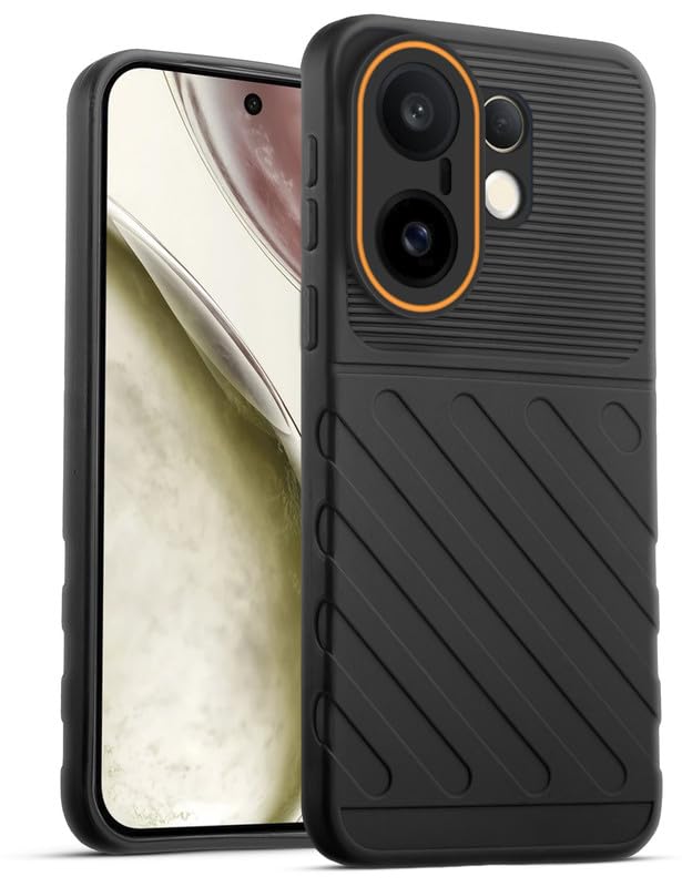 Lightweight and flexible silicone case for Vivo X200 FE 5G with raised camera protection – Black color