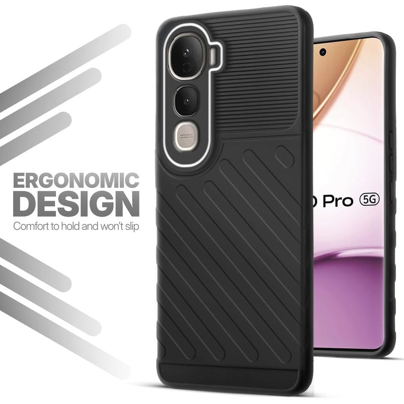Lightweight and flexible silicone case for Vivo Y400 Pro 5G with raised camera protection – Black color