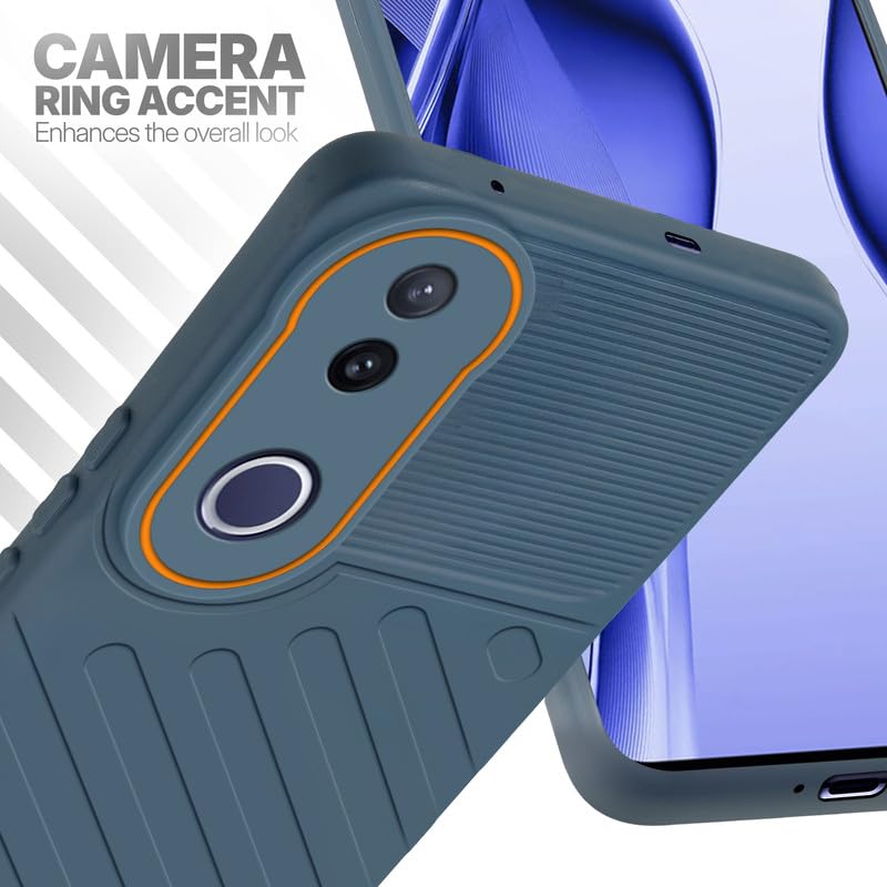 Vivo V50e 5G Grey silicone case with raised camera ring for extra lens protection and stylish look