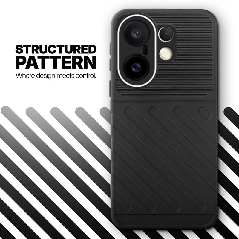 Textured soft silicone back cover for Vivo X200 FE 5G, Black finish with comfortable anti-slip grip