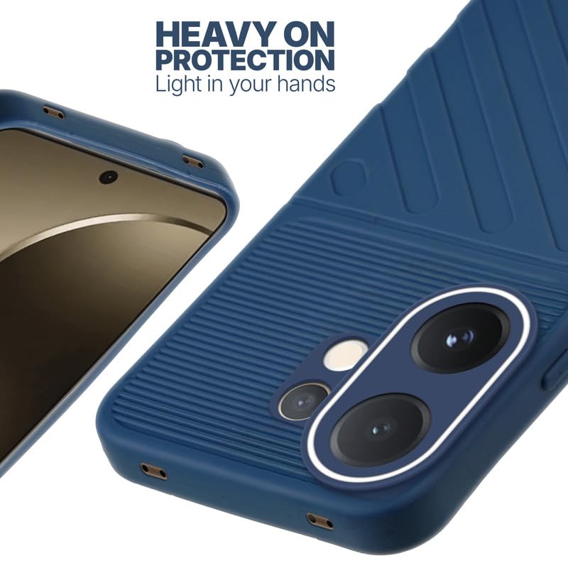 Silicone case for Vivo T4 Pro 5G with raised edges for screen and camera protection in blue